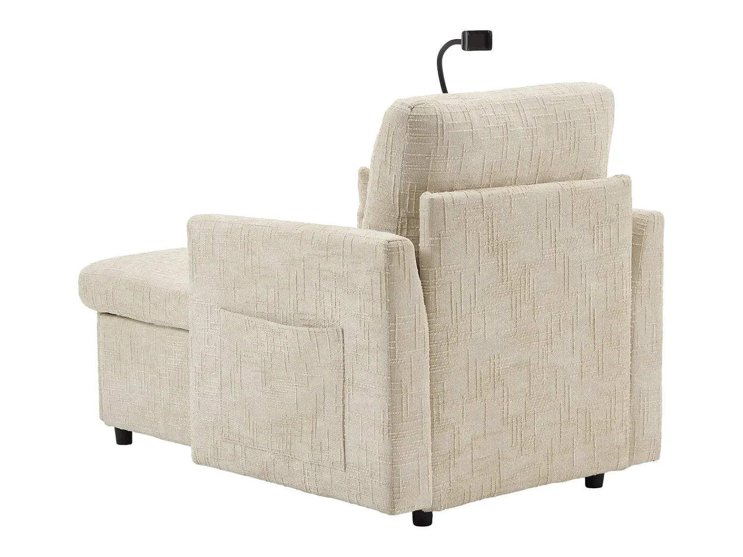 Best Sofá de 1 lugar com 2 bolsos laterais - Sofá para sala com suporte para telemóvel e compartimento oculto - chenille Bege