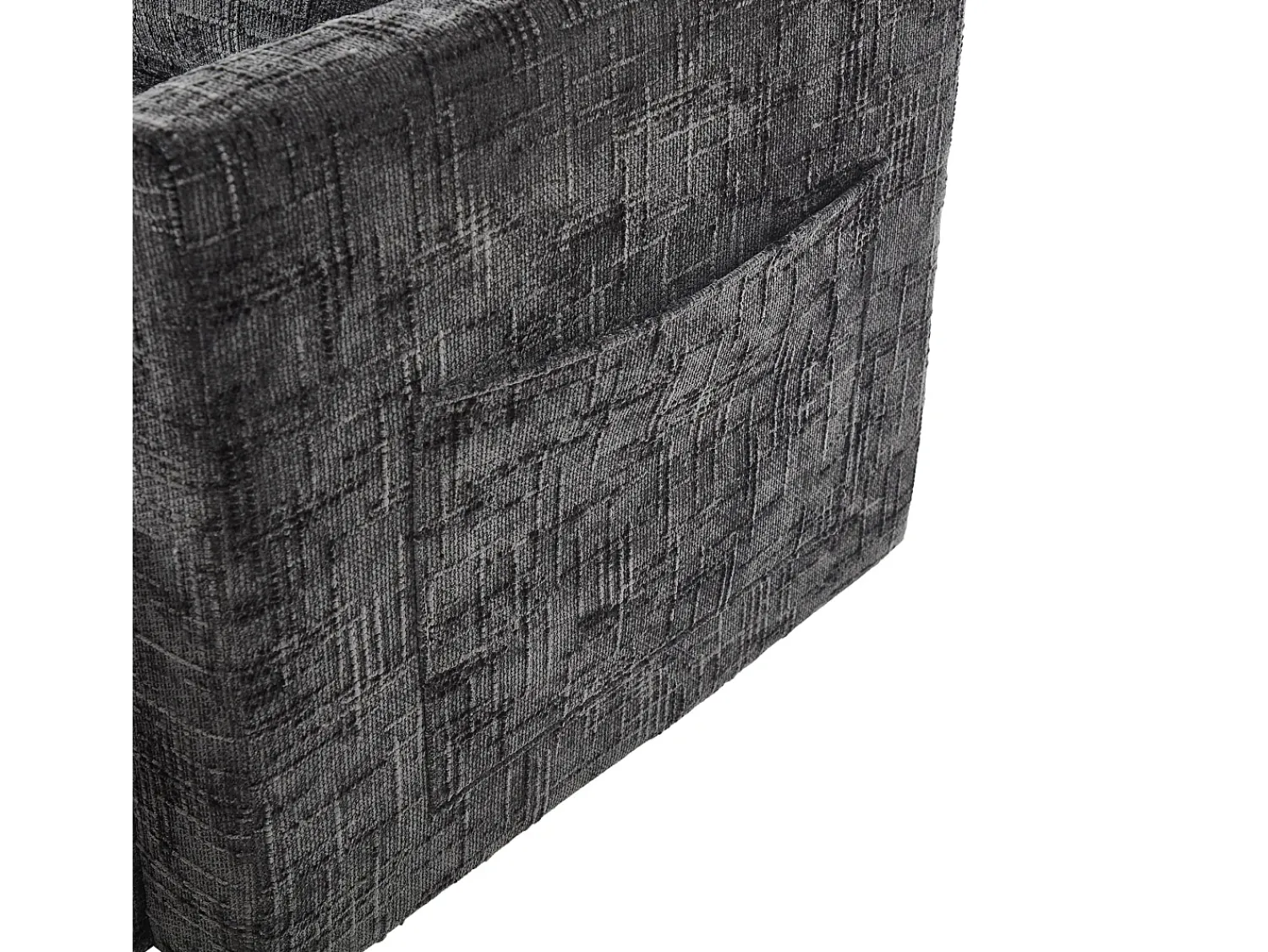 Sofá| Sofá de 1 lugar com 2 bolsos laterais - Sofá para sala de estar com suporte para telemóvel e compartimento oculto - chenille Preto
