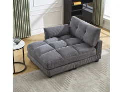 Sofá* Sofá de 1 lugar com braços - Sofá de relaxamento com 2 bases para copos e bolsos laterais - bombazine Cinzento