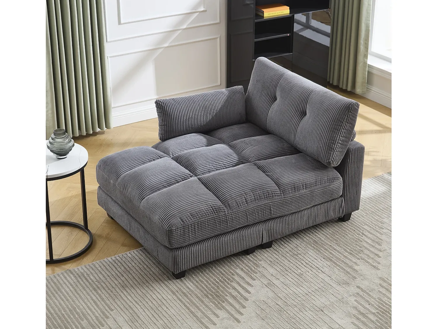 Sofá* Sofá de 1 lugar com braços - Sofá de relaxamento com 2 bases para copos e bolsos laterais - bombazine Cinzento