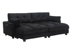 Sofá| Sofá de 1 lugar com braços - Sofá de relaxamento com 2 bases para copos e bolsos laterais - bombazine Preto