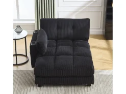 Sofá| Sofá de 1 lugar com braços - Sofá de relaxamento com 2 bases para copos e bolsos laterais - bombazine Preto