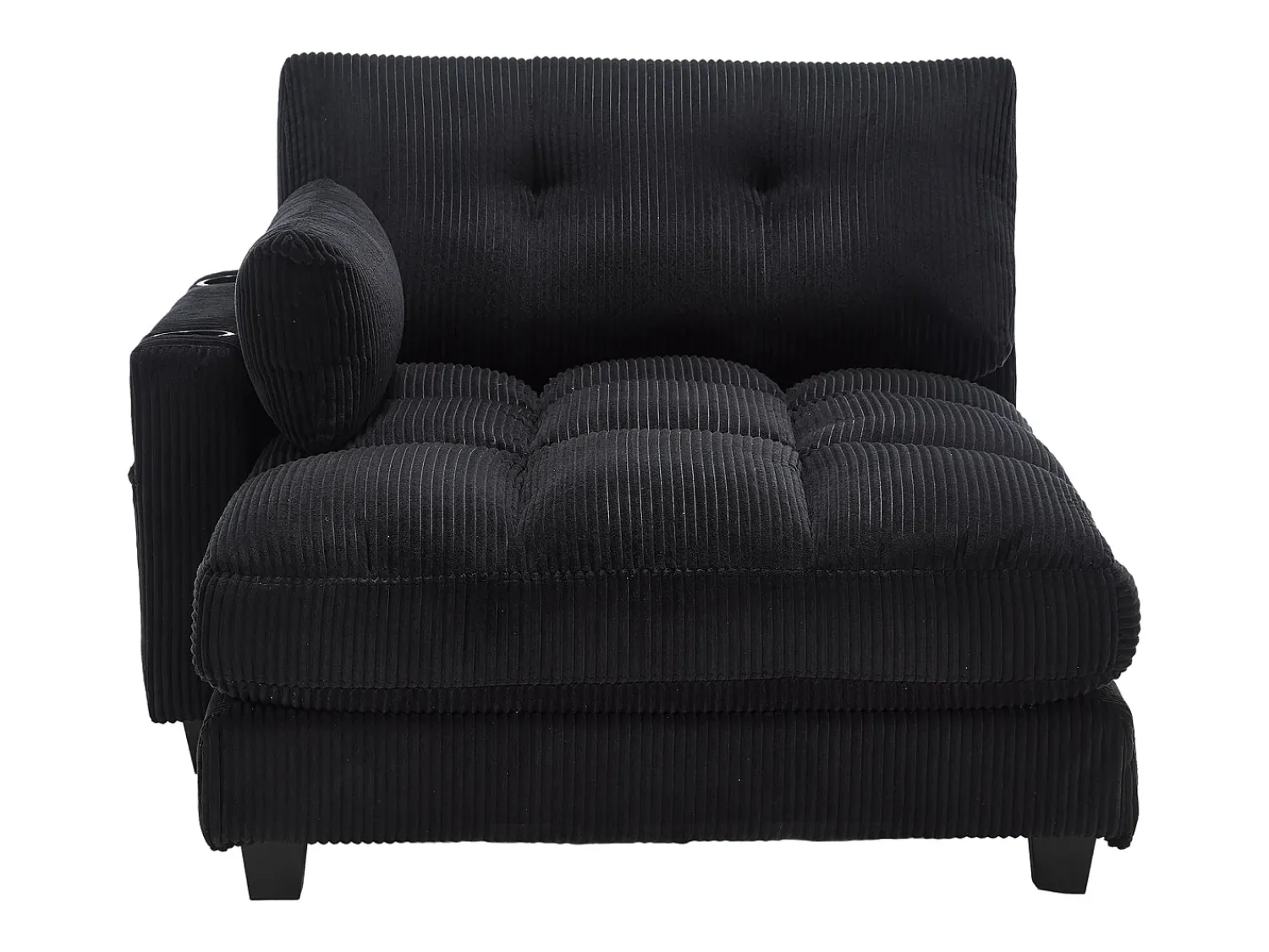 Sofá| Sofá de 1 lugar com braços - Sofá de relaxamento com 2 bases para copos e bolsos laterais - bombazine Preto
