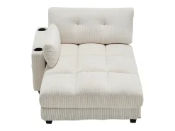 Sofá de 1 lugar com braços - Sofá de relaxamento com 2 bases para copos e bolsos laterais - bombazine Bege