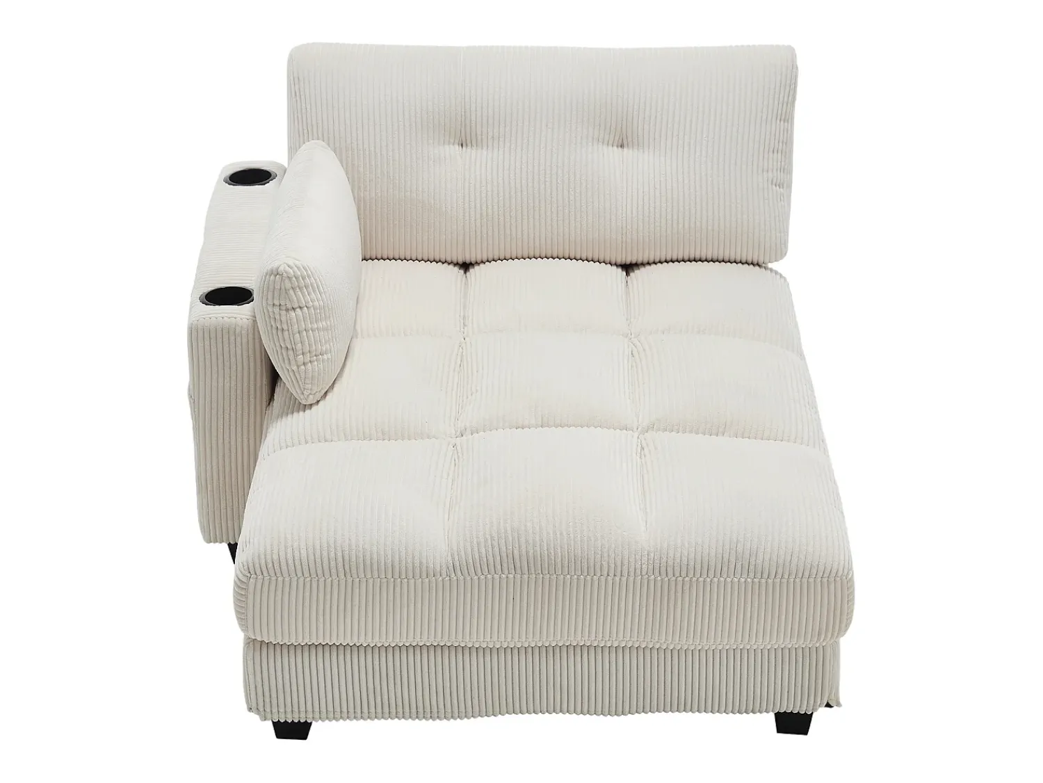 Sofá de 1 lugar com braços - Sofá de relaxamento com 2 bases para copos e bolsos laterais - bombazine Bege