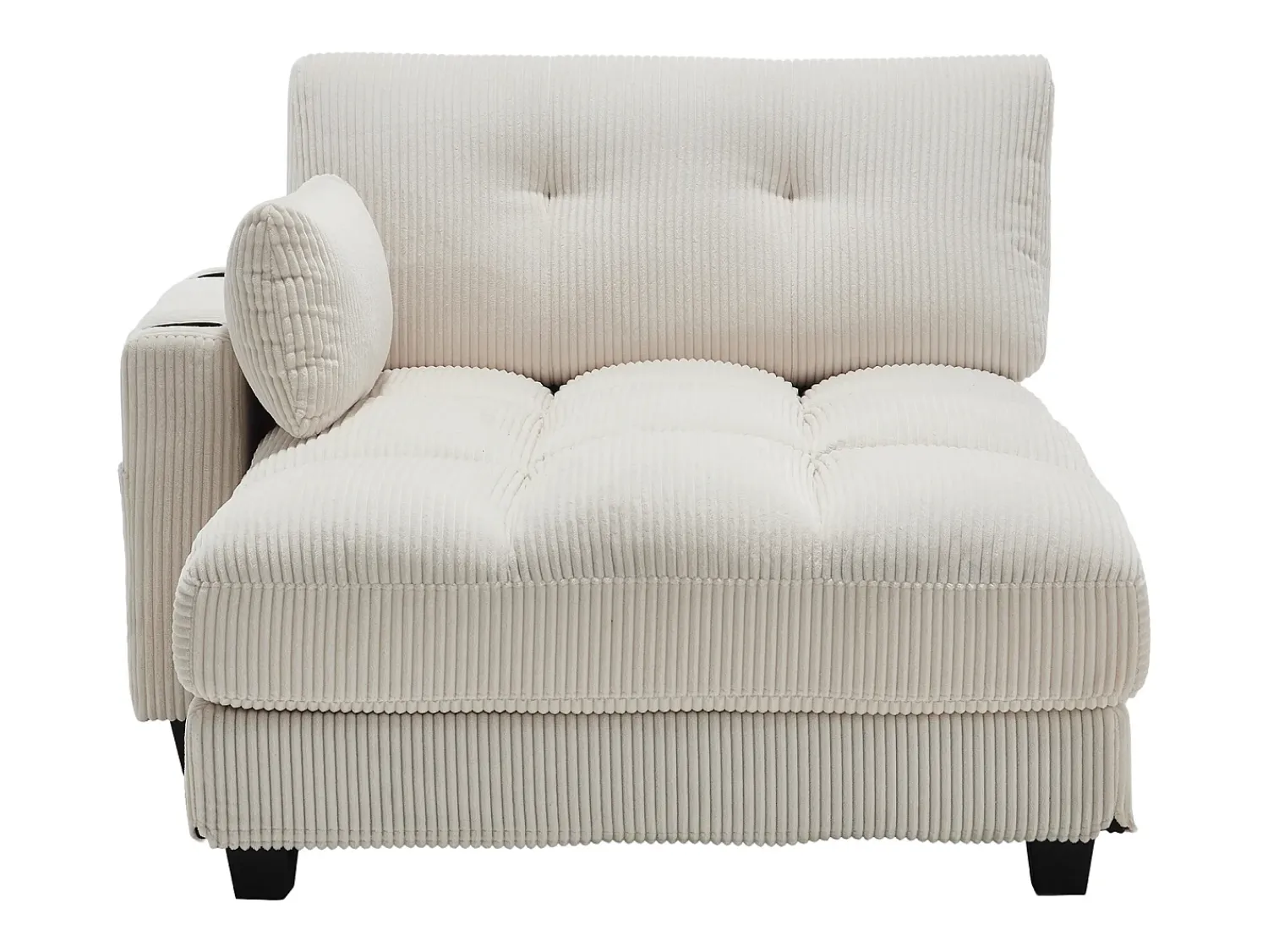 Sofá de 1 lugar com braços - Sofá de relaxamento com 2 bases para copos e bolsos laterais - bombazine Bege