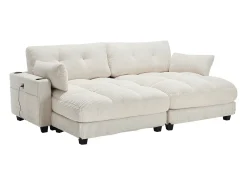 Sofá de 1 lugar com braços - Sofá de relaxamento com 2 bases para copos e bolsos laterais - bombazine Bege