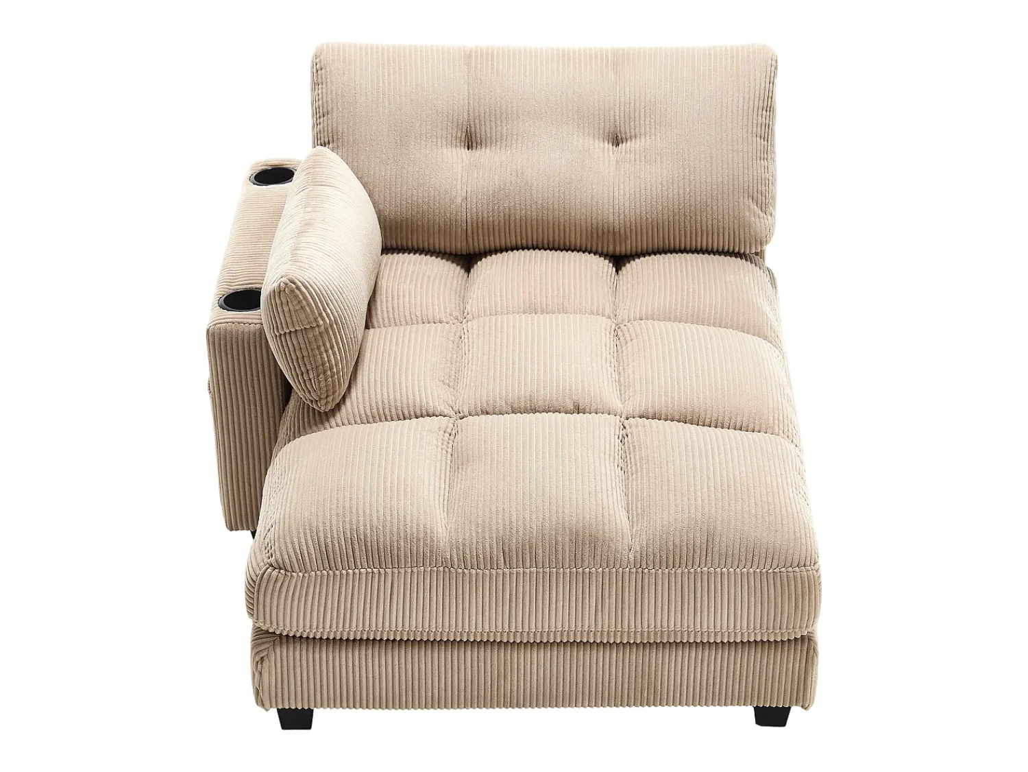 Sale Sofá de 1 lugar com braços - Sofá de relaxamento com 2 bases para copos e bolsos laterais - bombazine Caqui