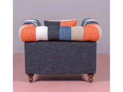 Poltrona|Nest Dream Sofá de 1 lugar estofado em patchwork - Chesterfield - Retalhos Multicor