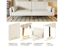 Sofá|Merax Sofá de 2 lugares - 180 x 75 x 82 cm - Sofá-cama retrátil - encosto ajustável - veludo - Bege