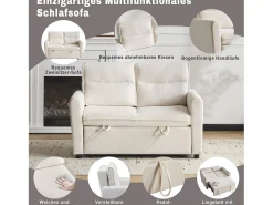 Merax Sofá de 2 lugares - 127 x 90 x 87 cm - Sofá-cama retrátil + encosto ajustável + almofadas - veludo -^ Sofá