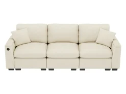Merax Sofá de 3 lugares - 242 x 88 x 80 cm - com mesa dobrável + porta USB + espaço de armazenamento oculto - veludo -^ Sofá