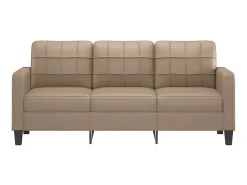 Sofá* Sofá de 3 lugares 180 cm couro artificial cor cappuccino PT421563 Castanho