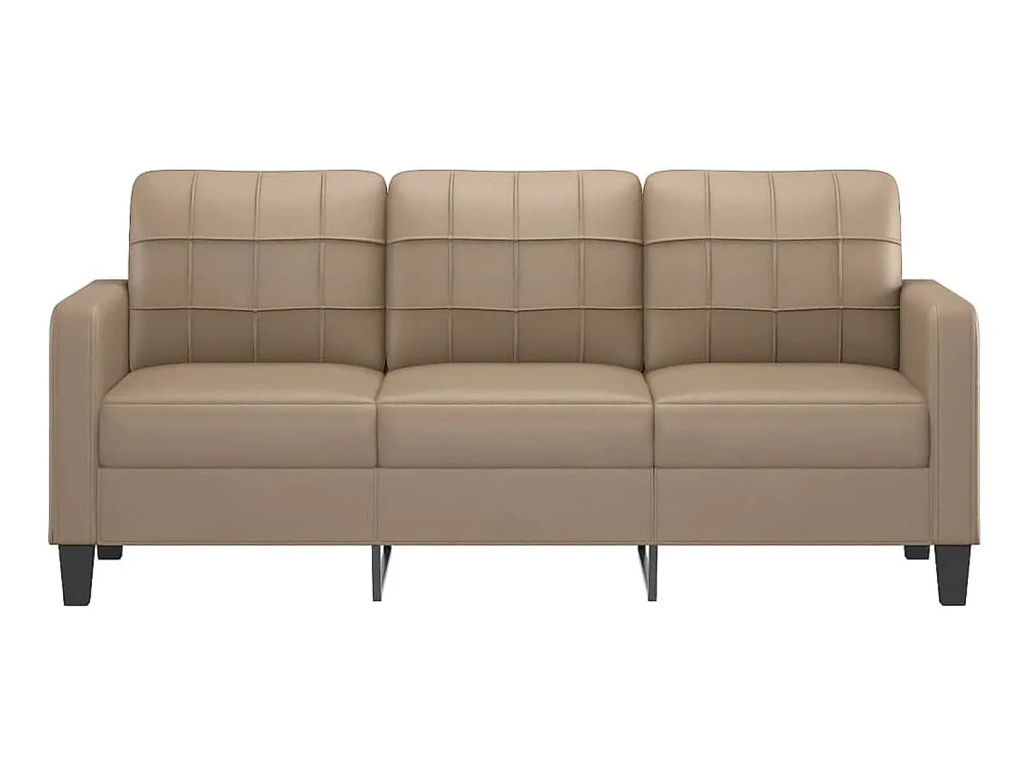 Sofá* Sofá de 3 lugares 180 cm couro artificial cor cappuccino PT421563 Castanho