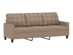 Sofá* Sofá de 3 lugares 180 cm couro artificial cor cappuccino PT421563 Castanho