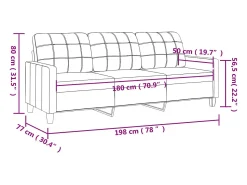 Sofá|vidaxl Sofá de 3 lugares 180 cm couro artificial cor cappuccino Castanho