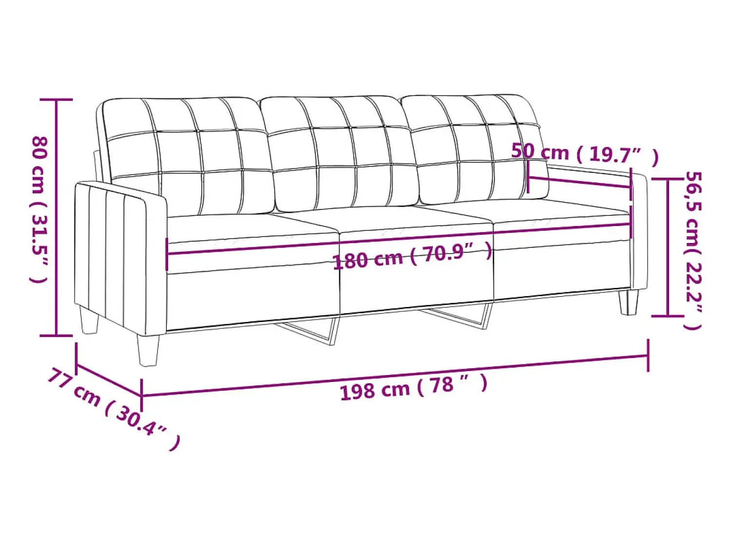 Sofá|vidaxl Sofá de 3 lugares 180 cm couro artificial cor cappuccino Castanho