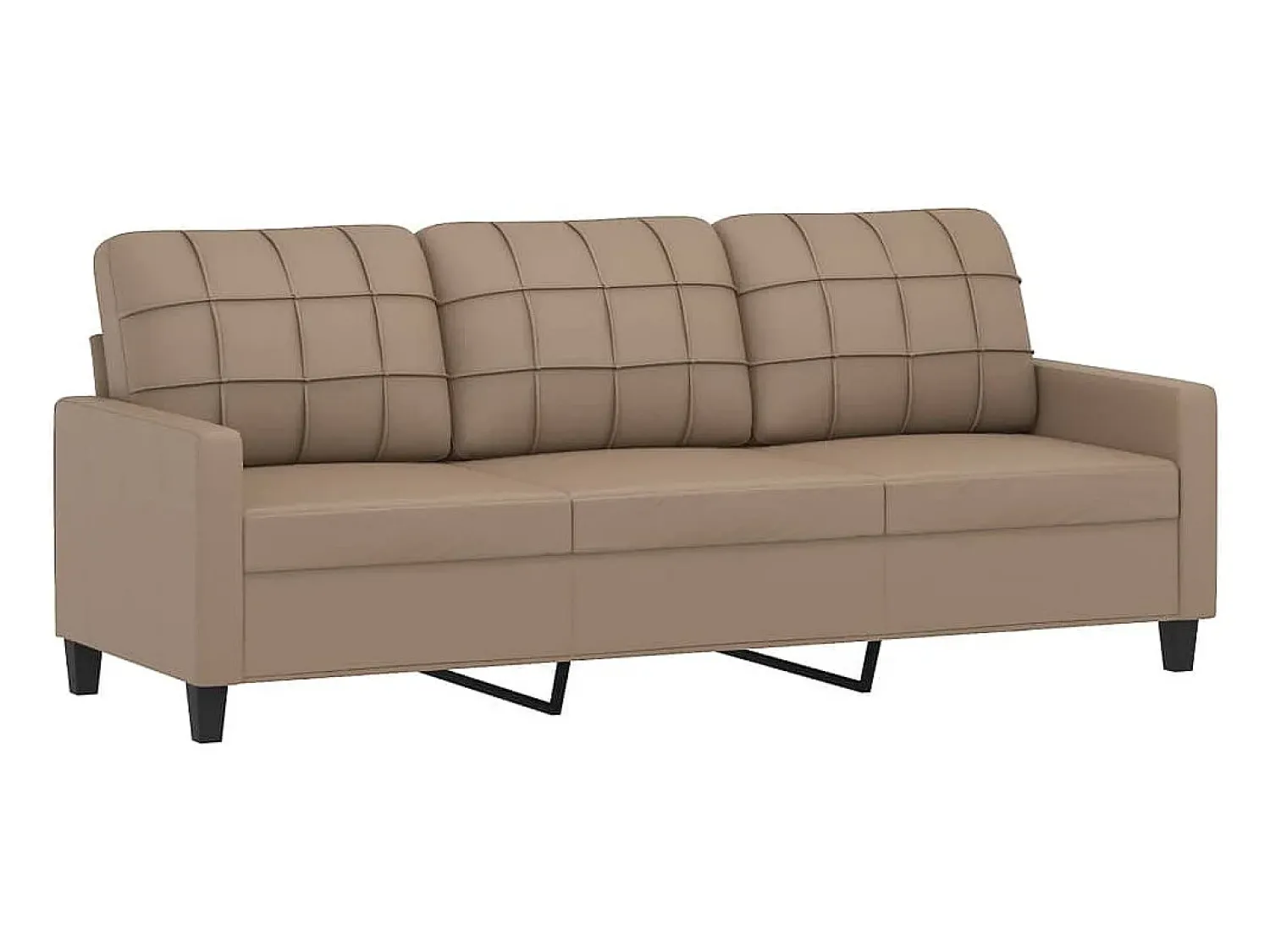 Sofá|vidaxl Sofá de 3 lugares 180 cm couro artificial cor cappuccino Castanho