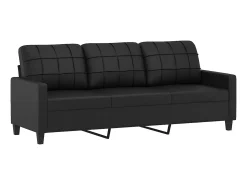 Sofá| Sofá de 3 lugares 180 cm couro artificial PT774538 Preto