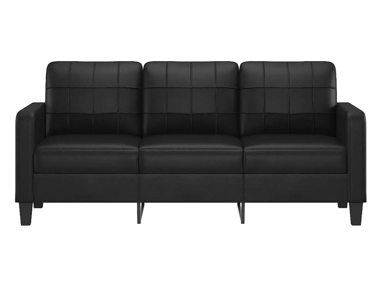 Sofá| Sofá de 3 lugares 180 cm couro artificial PT774538 Preto