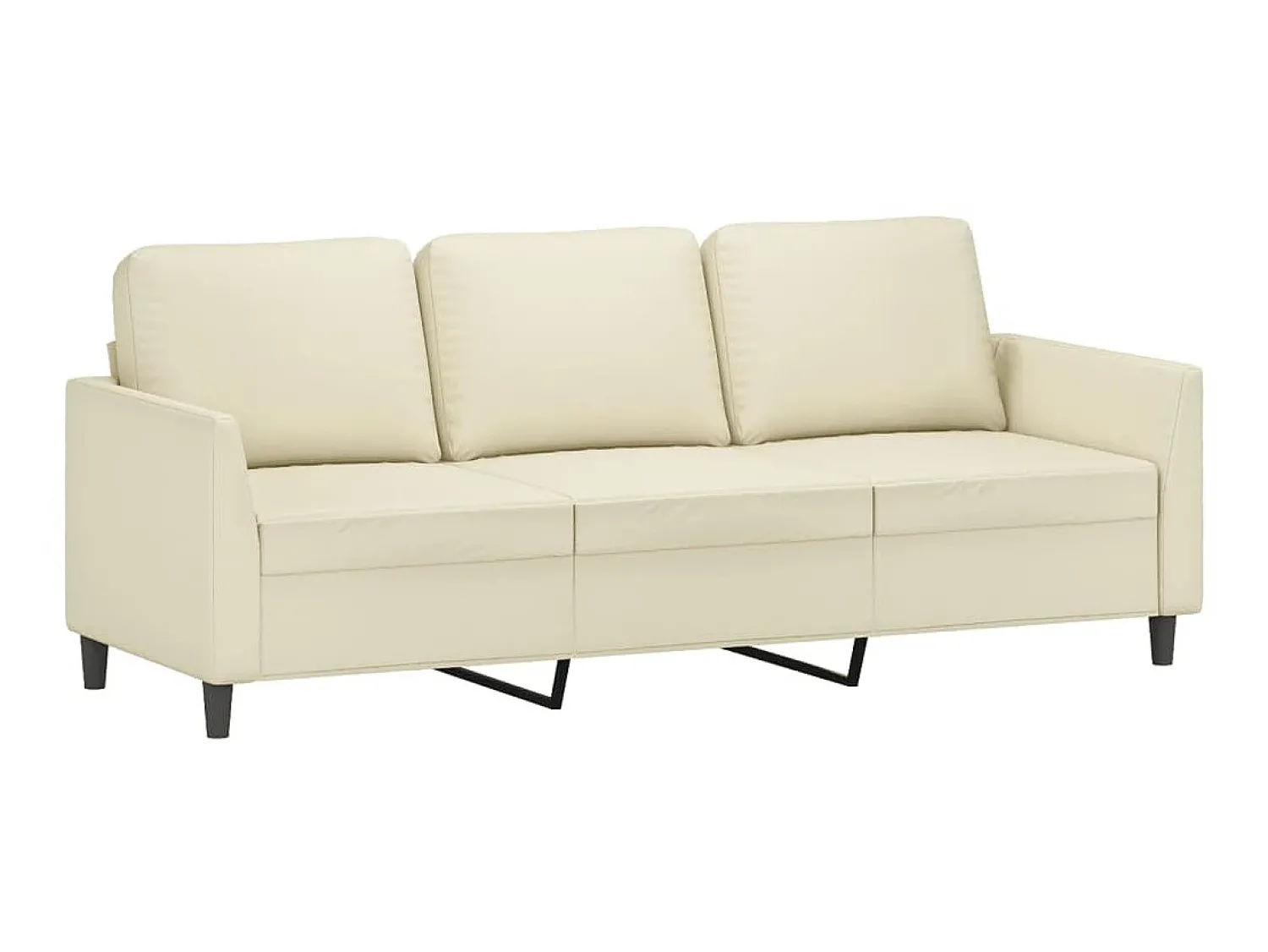 Sofá* Sofá de 3 lugares 180 cm couro artificial cor PT163151 Creme
