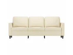 Sofá* Sofá de 3 lugares 180 cm couro artificial cor PT163151 Creme