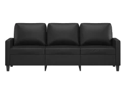 Sofá| Sofá de 3 lugares 180 cm couro artificial PT577255 Preto