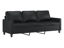 Sofá| Sofá de 3 lugares 180 cm couro artificial PT577255 Preto