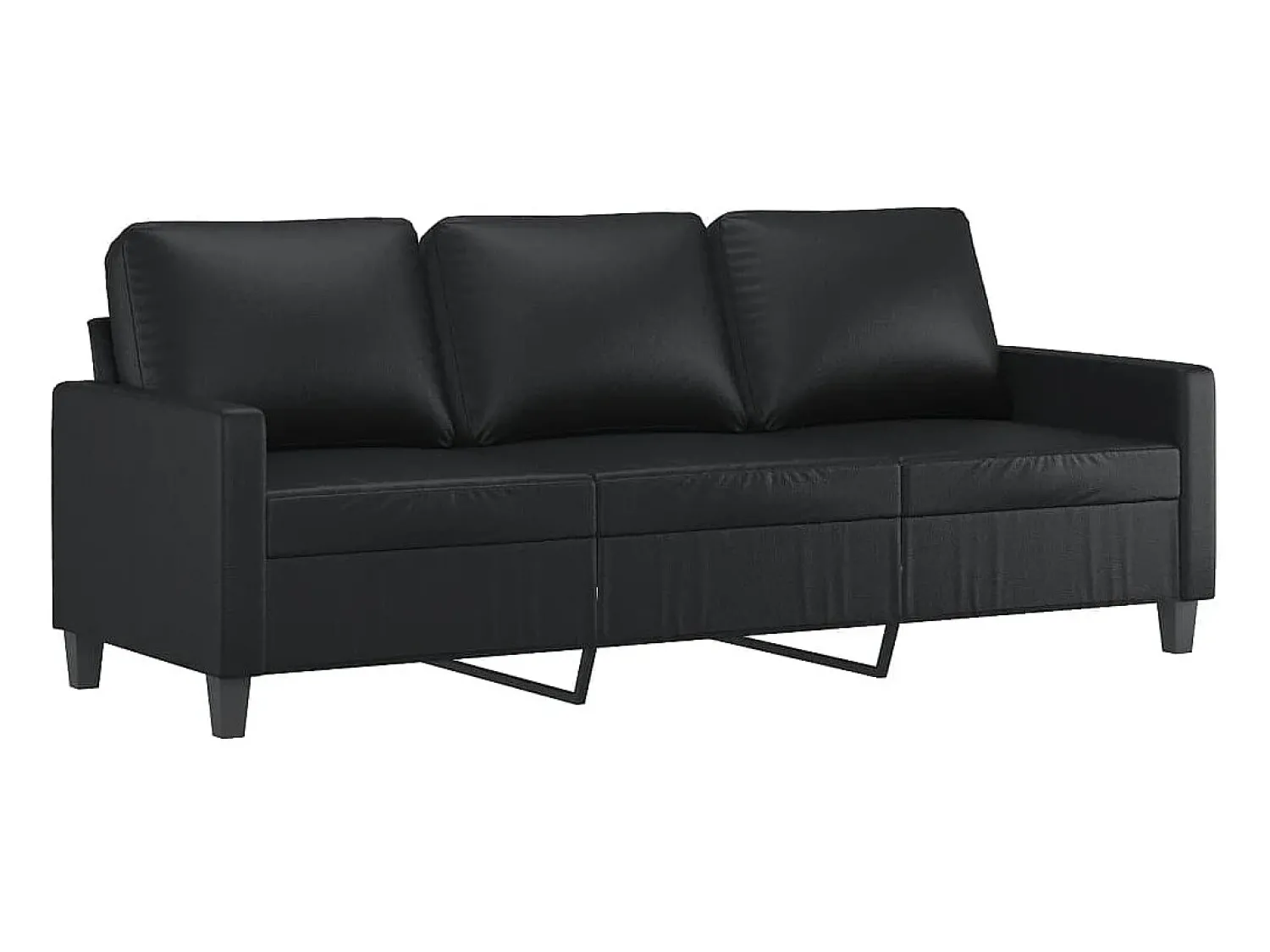 Sofá| Sofá de 3 lugares 180 cm couro artificial PT577255 Preto