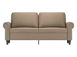 Sofá de 2 lugares 140 cm couro artificial cor cappuccino PT115894 Castanho