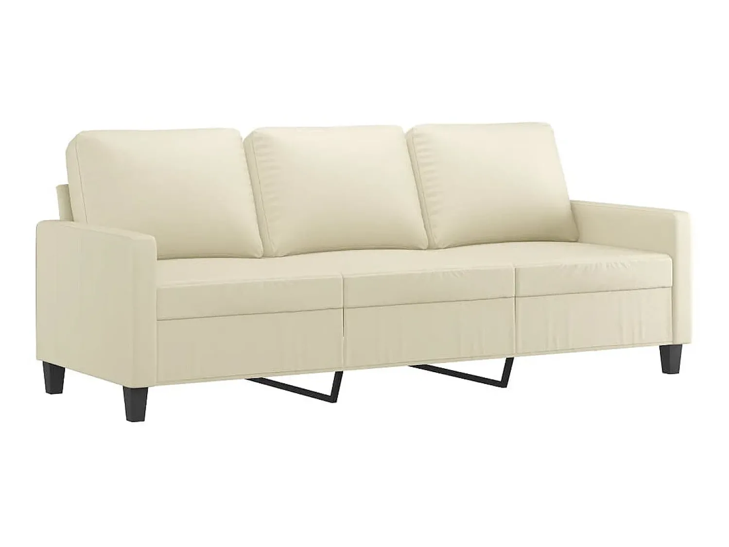 Sofá de 3 lugares 180 cm couro artificial cor PT227712^ Sofá