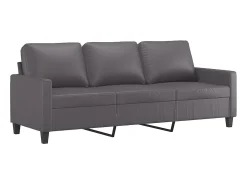 Clearance Sofá de 3 lugares 180 cm couro artificial cinza PT616772 Cinzento