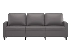 Clearance Sofá de 3 lugares 180 cm couro artificial cinza PT616772 Cinzento