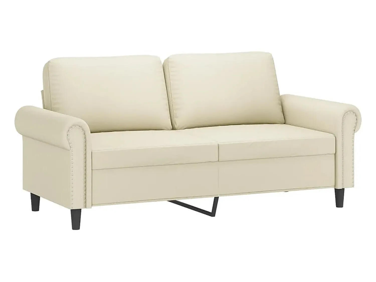 Sofá de 2 lugares 140 cm couro artificial cor PT608940^ Sofá