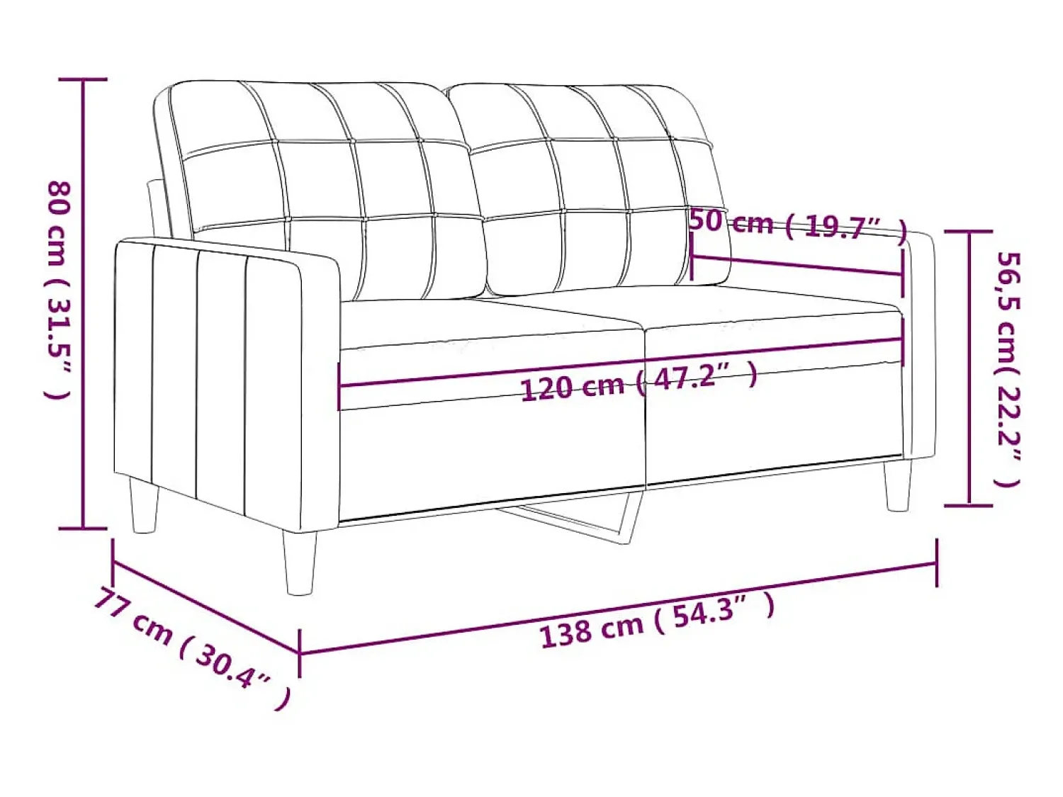 Sofá|vidaxl Sofá de 2 lugares 120 cm couro artificial cor cappuccino Castanho