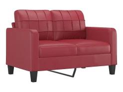 New Sofá de 2 lugares 120 cm couro artificial tinto PT993016 Vermelho