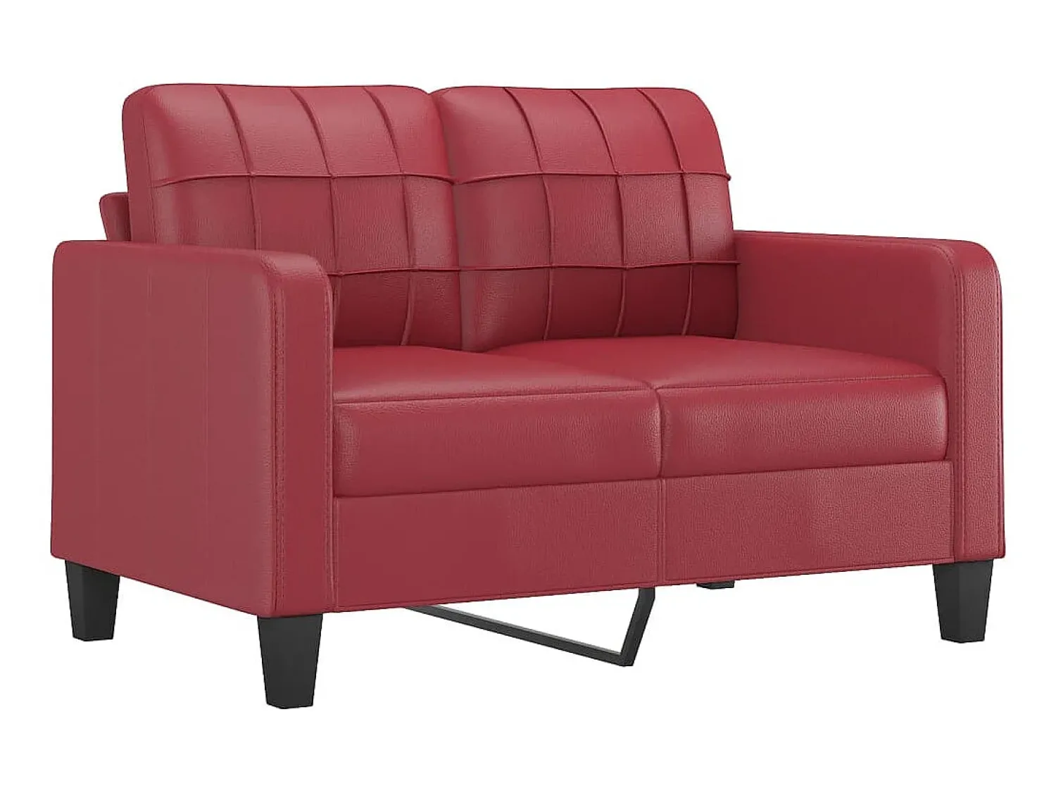 New Sofá de 2 lugares 120 cm couro artificial tinto PT993016 Vermelho