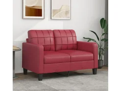 New Sofá de 2 lugares 120 cm couro artificial tinto PT993016 Vermelho