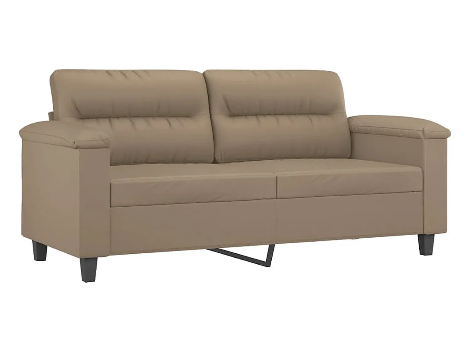 Sofá| Sofá de 2 lugares 140 cm couro artificial cor cappuccino PT387138 Castanho