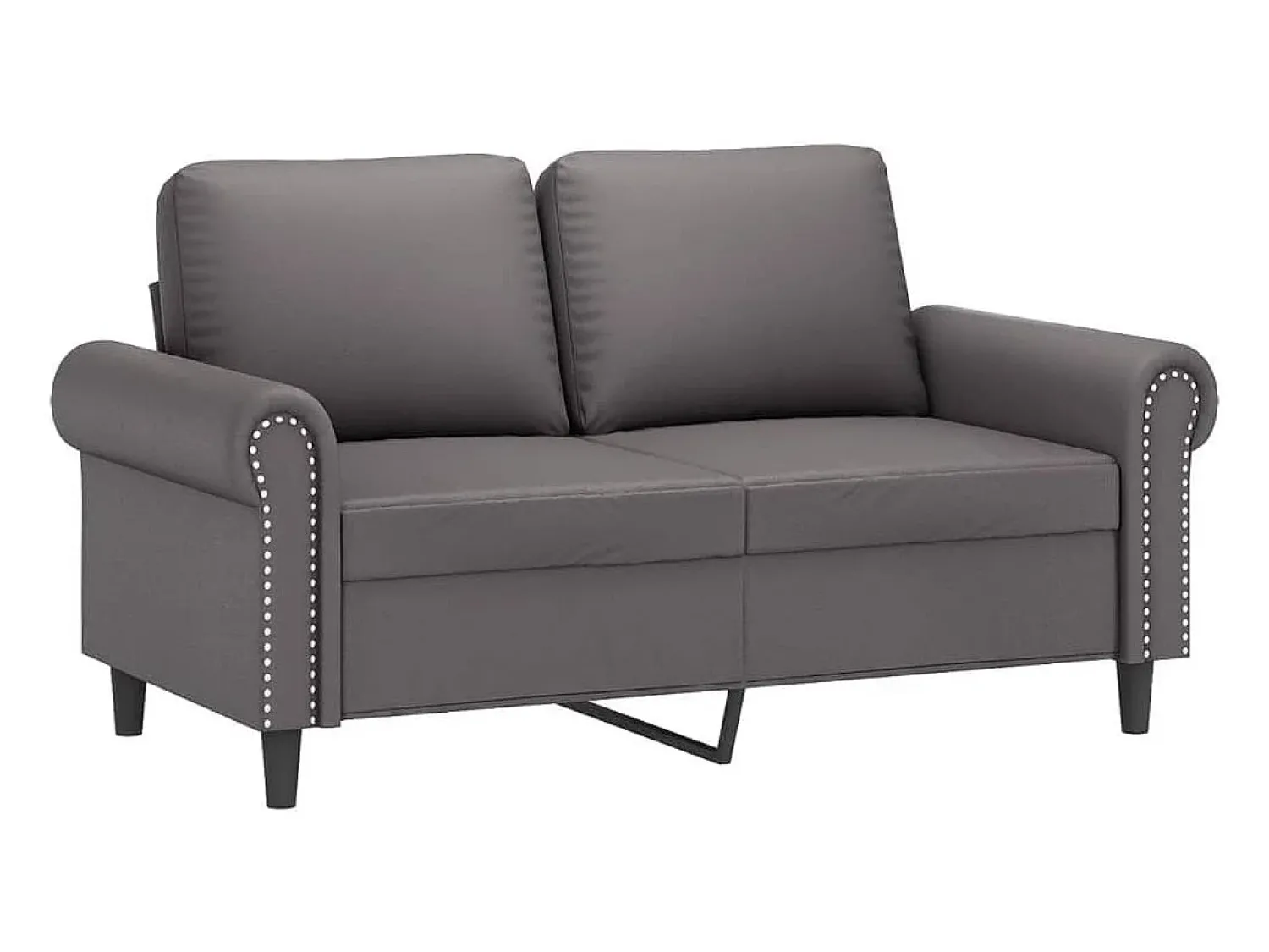 Sofá| Sofá de 2 lugares 120 cm couro artificial cinza PT117820 Cinzento