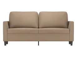 Sofá| Sofá de 2 lugares 140 cm couro artificial cor cappuccino PT170484 Castanho