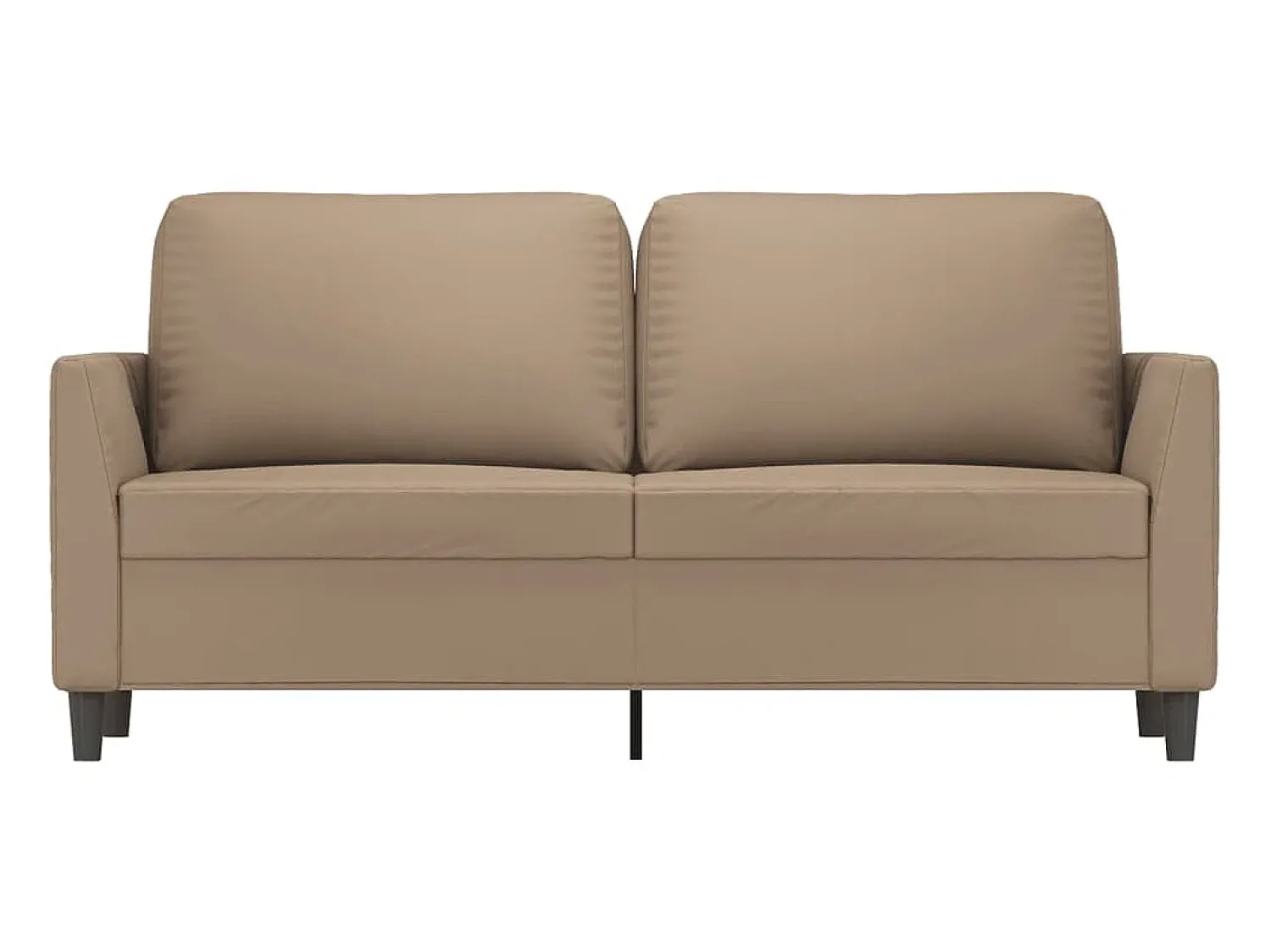Sofá| Sofá de 2 lugares 140 cm couro artificial cor cappuccino PT170484 Castanho