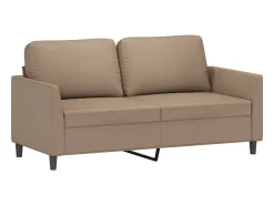 Sofá| Sofá de 2 lugares 140 cm couro artificial cor cappuccino PT170484 Castanho