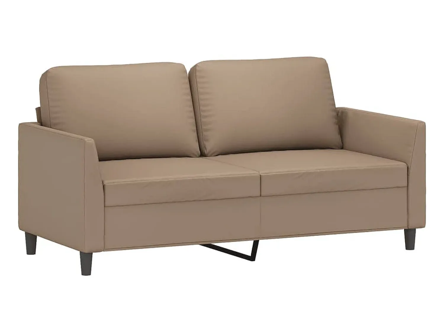 Sofá| Sofá de 2 lugares 140 cm couro artificial cor cappuccino PT170484 Castanho