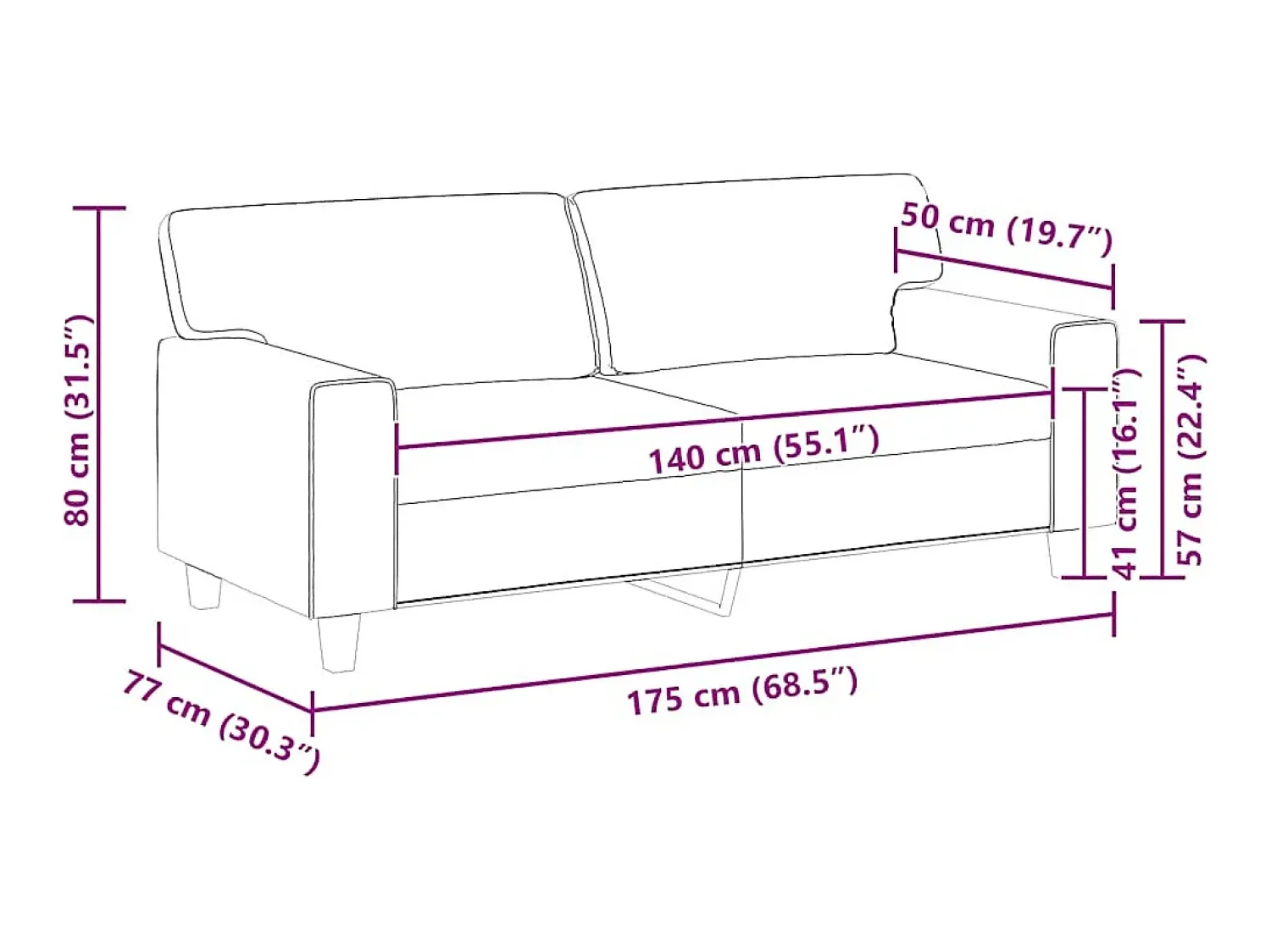 Hot vidaxl Sofá de 2 lugares 140 cm couro artificial Preto