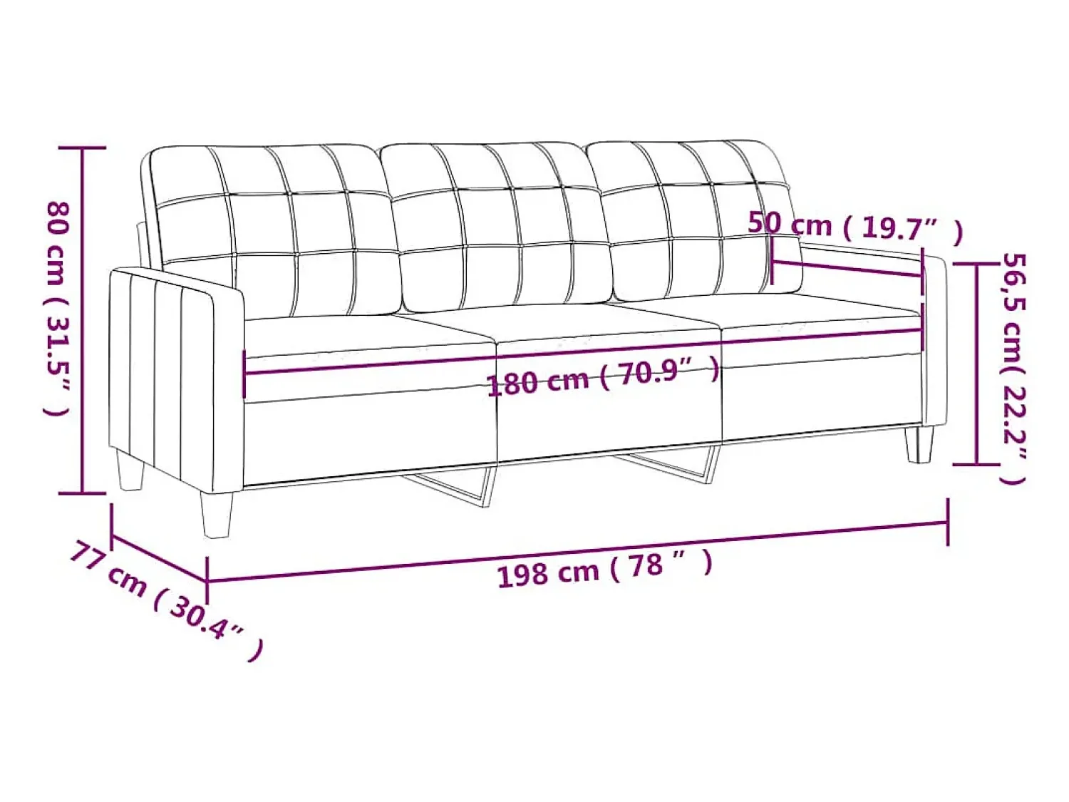Hot vidaxl Sofá de 3 lugares 180 cm couro artificial cor Creme