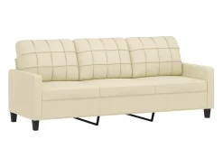 Hot vidaxl Sofá de 3 lugares 180 cm couro artificial cor Creme
