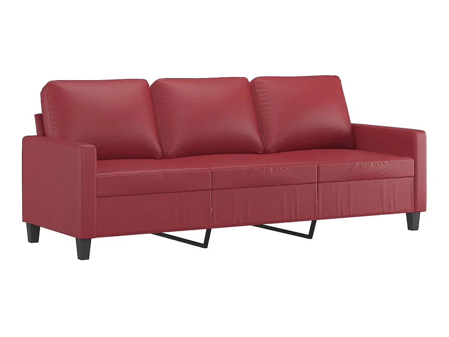 Sofá de 3 lugares 180 cm couro artificial tinto PT186395^ Sofá