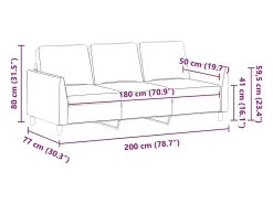 Sofá|vidaxl Sofá de 3 lugares 180 cm couro artificial cor cappuccino Castanho