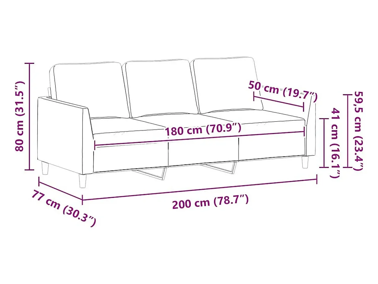 Sofá|vidaxl Sofá de 3 lugares 180 cm couro artificial cor cappuccino Castanho